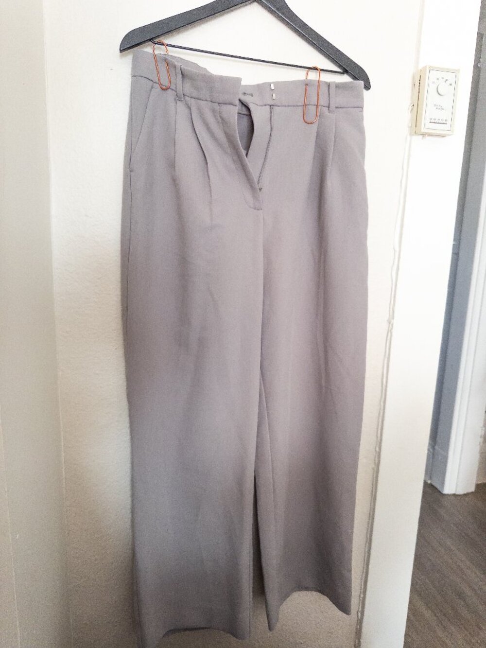 Women's High-Waist Wide Leg Pants - Light Gray